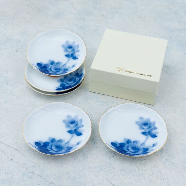 ブルーローズ 銘々皿揃(5枚)