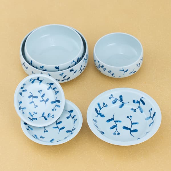 藍花入れ子皿鉢6個セット