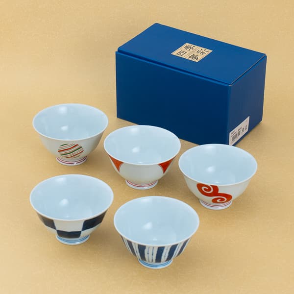 染錦モダン飯碗揃