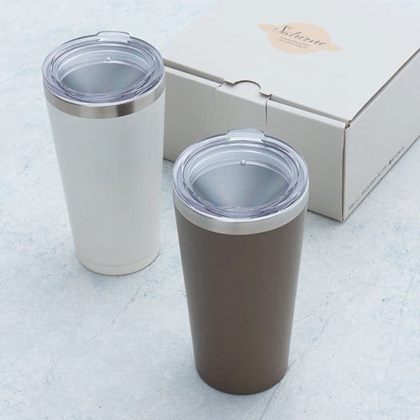 ステンレスカラータンブラー蓋付340ペアセット