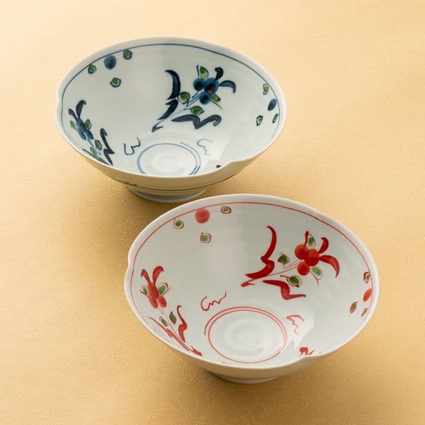 万歴 手描き6寸多用鉢ペア