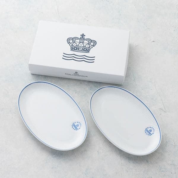 ブルーラインオーバルディッシュ23.5cmペア