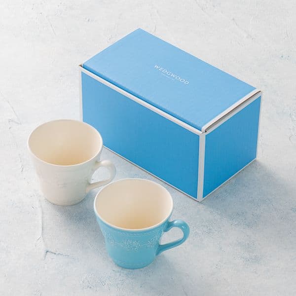 <フェスティビティ> アイボリー&ブルー マグ ペア