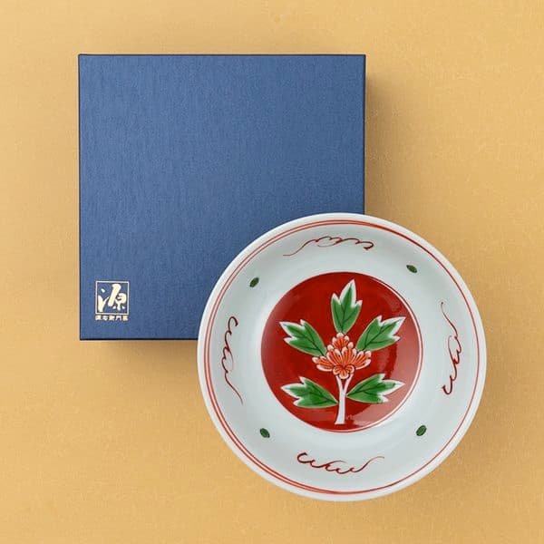 【源右衛門窯】赤絵牡丹 見込鉢